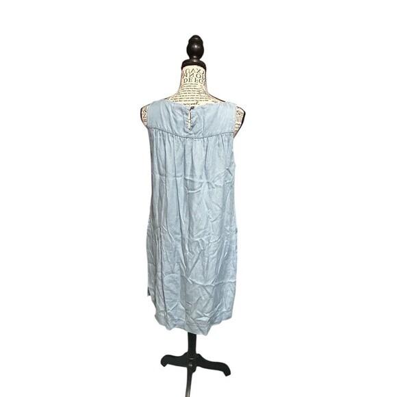 CROWN & IVY Blue Jean Dress Size Large L Embroidered Sleeveless Boho … - Picture 3 of 8